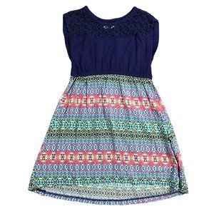 Tucker + Tate‎ Viscose Blend High Low Hem Dress Girl's Size 6 Multicolor Aztec